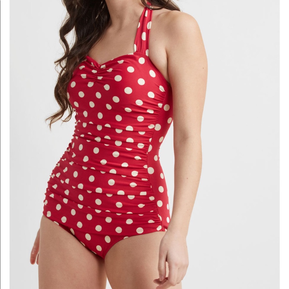 one piece bathing suit retro red NWT ModCloth